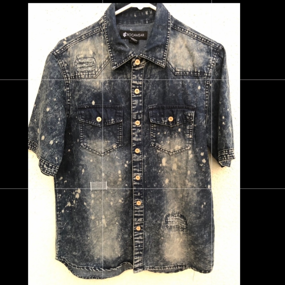 Distressed Denim button up